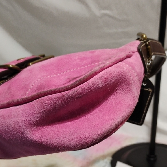 Authentic Coach Vintage Y2K Pink Suede Leather Mini Bag W Brush & Bags - Picture 9 of 15